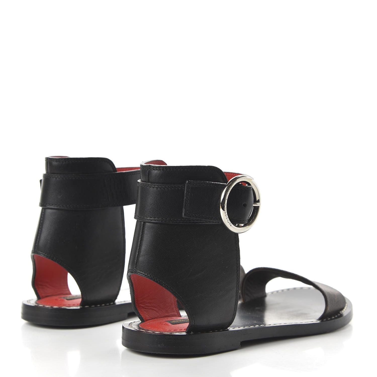 Louis Vuitton Calfskin Monogram Ocean Drive Flat Sandals 36 Black 4 of 13