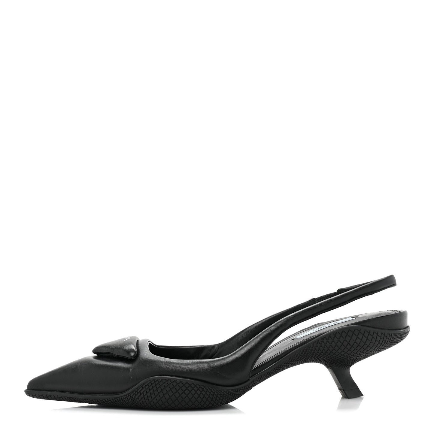Spazzolato Triangle Logo Pointed Toe 45mm Slingback Pumps 38 Black