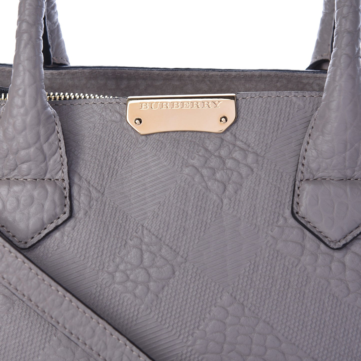 Heritage Grain Check Embossed Medium Dewsbury Tote Pale Grey