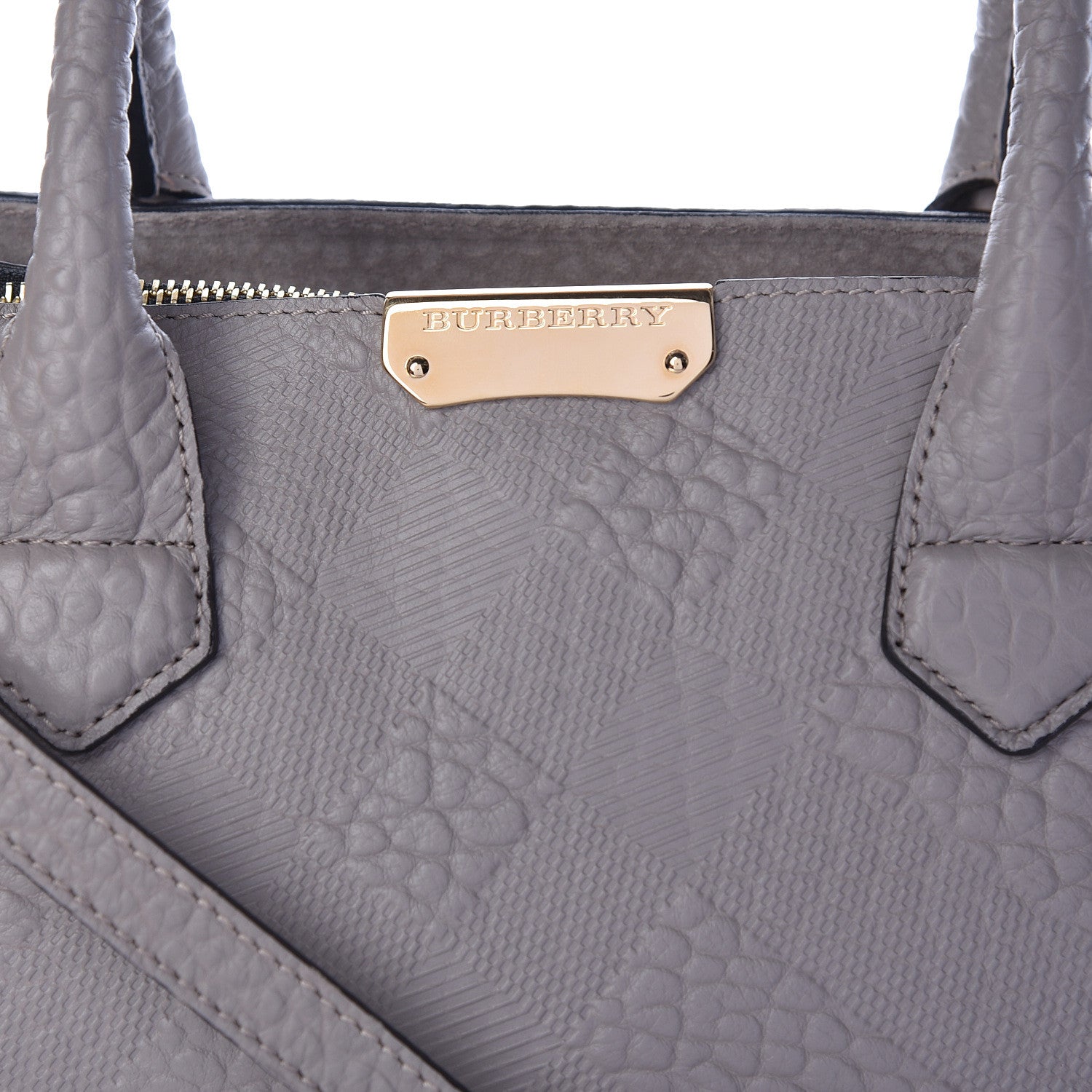 Burberry Heritage Grain Check Embossed Medium Dewsbury Tote Pale Grey 9 of 12