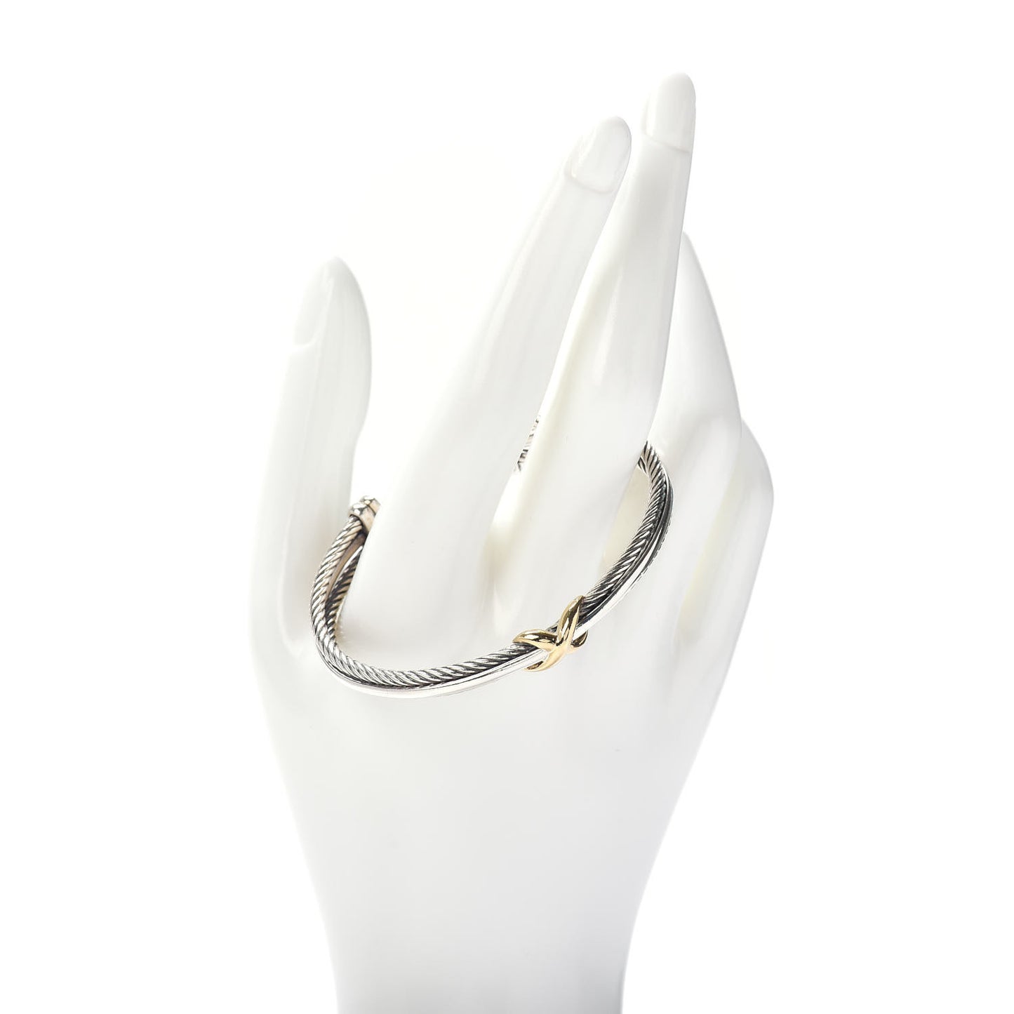 Sterling Silver 18K Yellow Gold 7mm Crossover X Bracelet