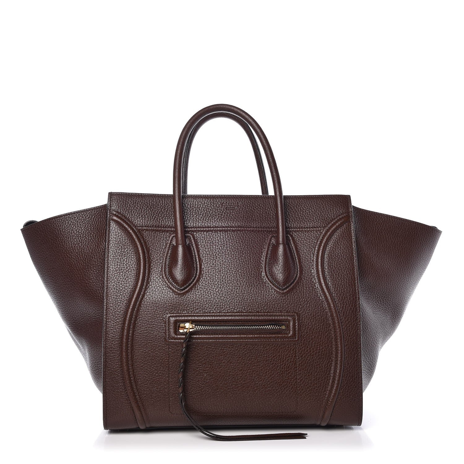 Celine Shiny Grained Calfskin Medium Phantom Luggage Brown 1 of 13