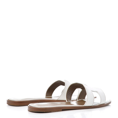 Hermes Box Calfskin Oran Sandals 40 White 4 of 19