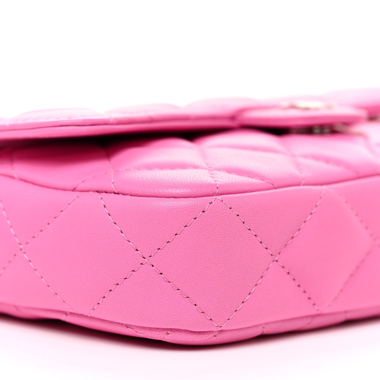 Chanel Lambskin Quilted Flap Phone Holder With Chain Neon Pink 10 of 11