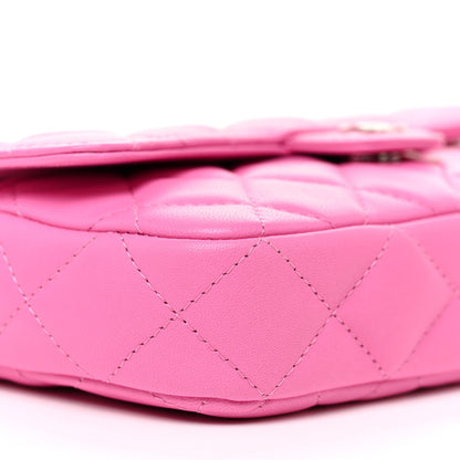 Chanel Lambskin Quilted Flap Phone Holder With Chain Neon Pink 10 of 11