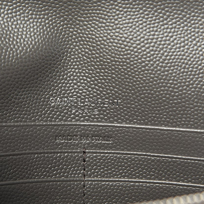 Saint Laurent Grain De Poudre Matelasse Chevron Monogram Envelope Chain Wallet Coal 6 of 10