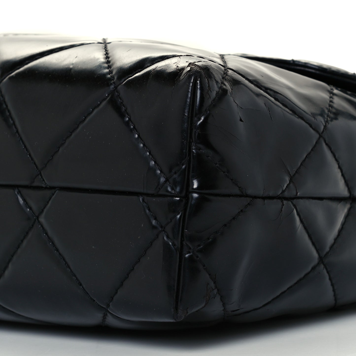 Patent Quilted Jumbo Flap Black