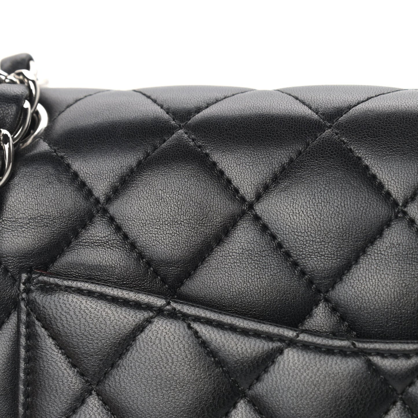 Lambskin Quilted Medium Double Flap Black