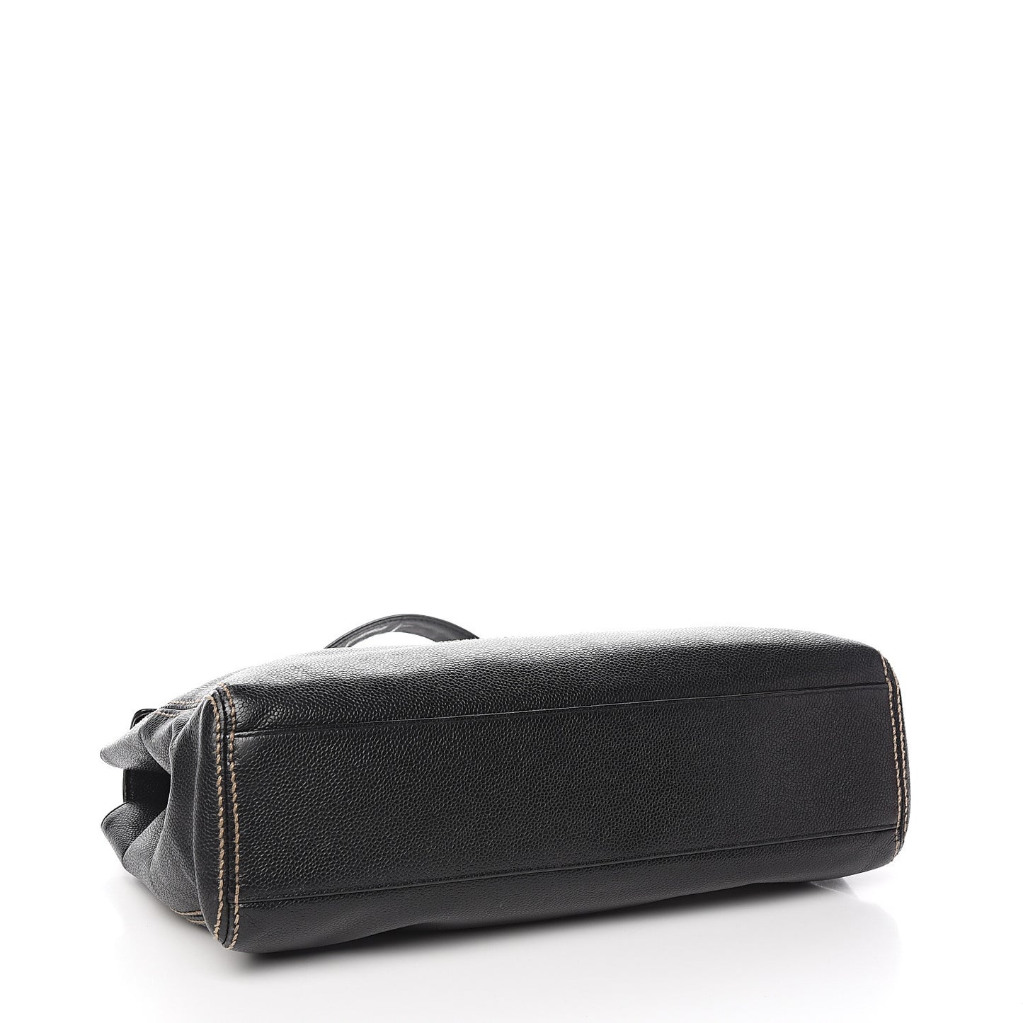 Caviar CC Stitched Flap Shoulder Bag Black