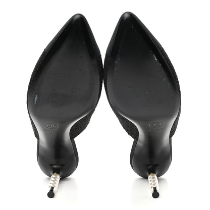 Chanel Tweed Grosgrain Cap Toe Pearl Mule 41 Black 7 of 8