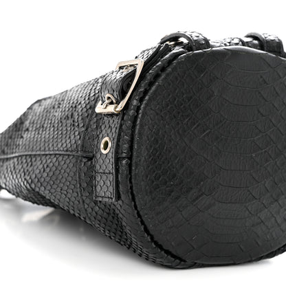 Saint Laurent Calfskin Snakeskin Embossed Small Rider Bucket Bag Black 7 of 8
