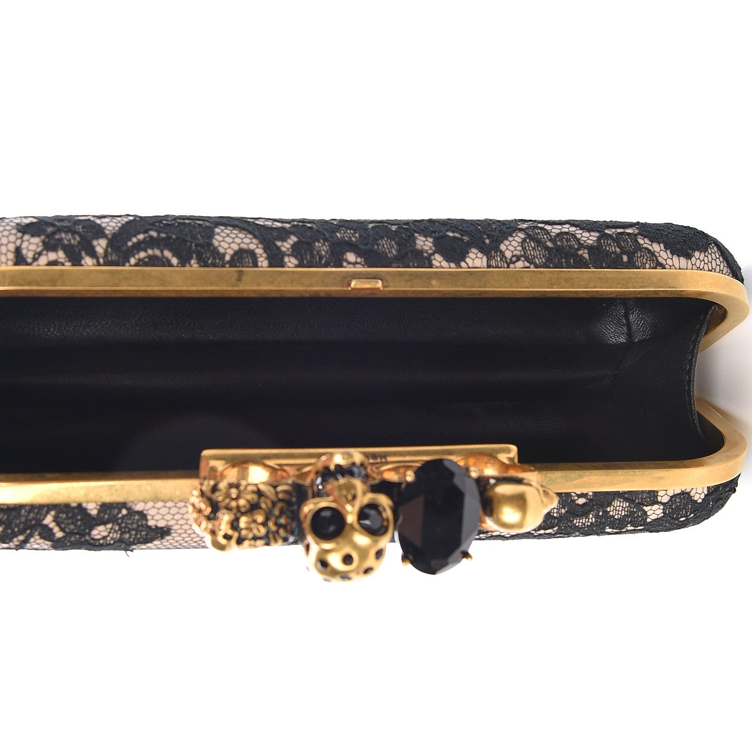 Alexander McQueen Lace Knuckle Duster Clutch Black Beige 5 of 10