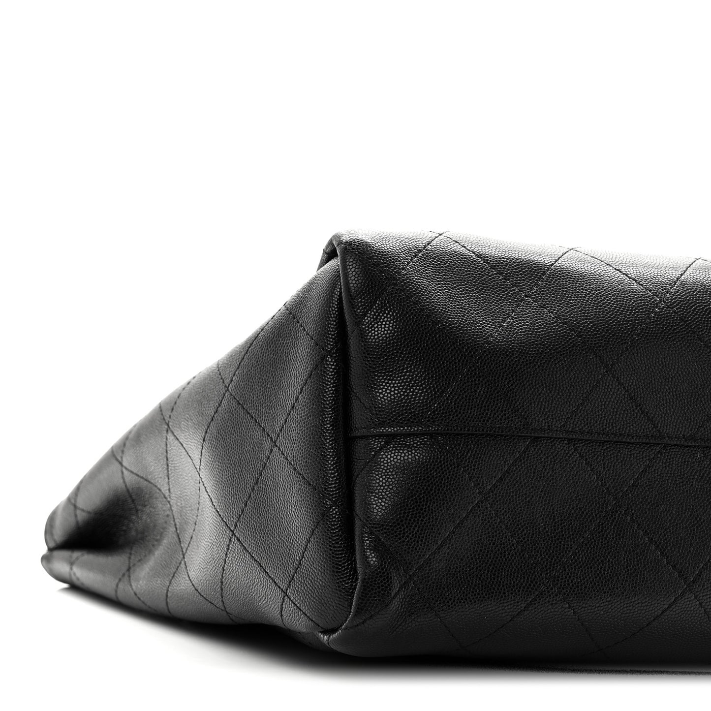 Caviar Stitched Large Lady Coco Shopping Tote Black