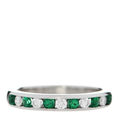 Tiffany Platinum Diamond Emerald Channel-Set Band Ring 52 6 1 of 5