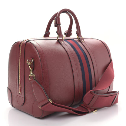 Gucci Textured Dollar Calfskin Web Medium Savoy Duffle Bag Red 4 of 9