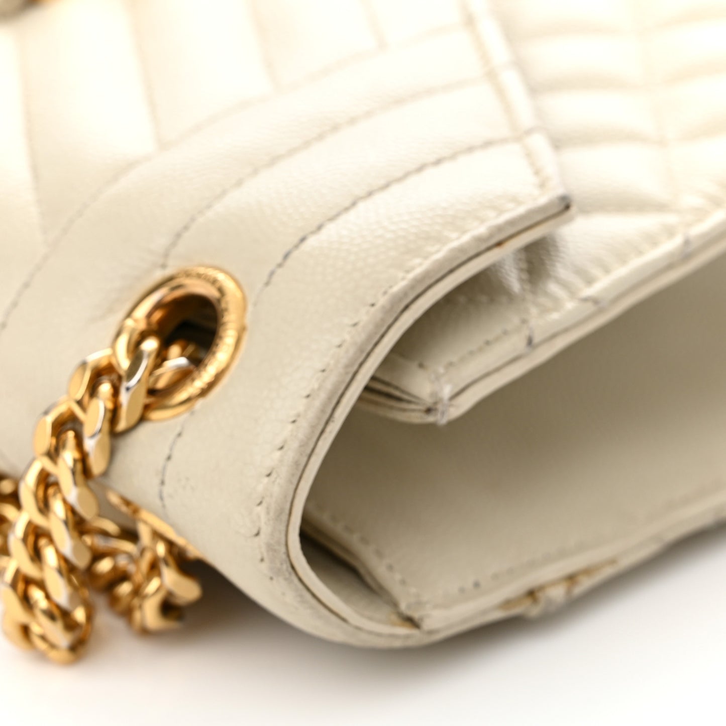 Grain De Poudre Textured Mixed Matelasse Triquilt Medium Monogram Satchel Crema Soft