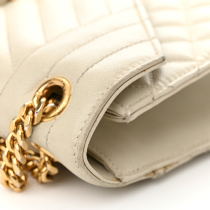 Saint Laurent Grain De Poudre Textured Mixed Matelasse Triquilt Medium Monogram Satchel Crema Soft 14 of 19