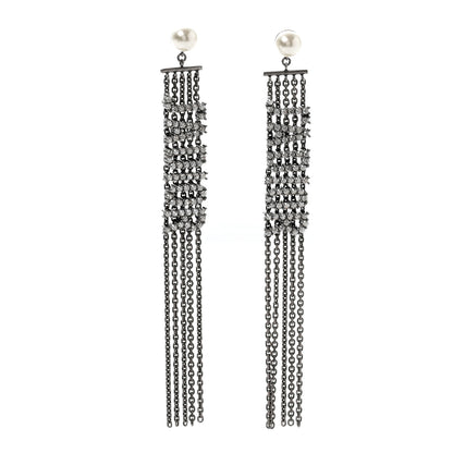 Christian Dior Crystal J'Adior Dangle Chain Earrings Silver 1 of 4