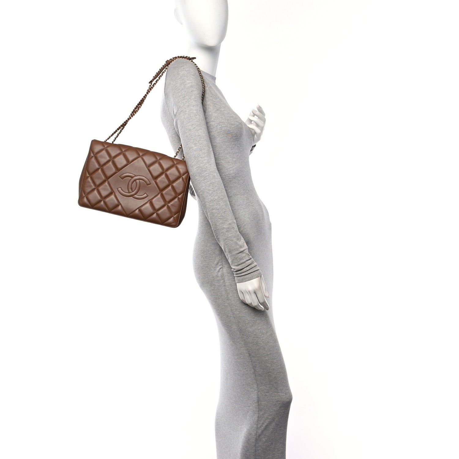 Chanel Lambskin Quilted Medium Diamond CC Flap Brown 2 of 11