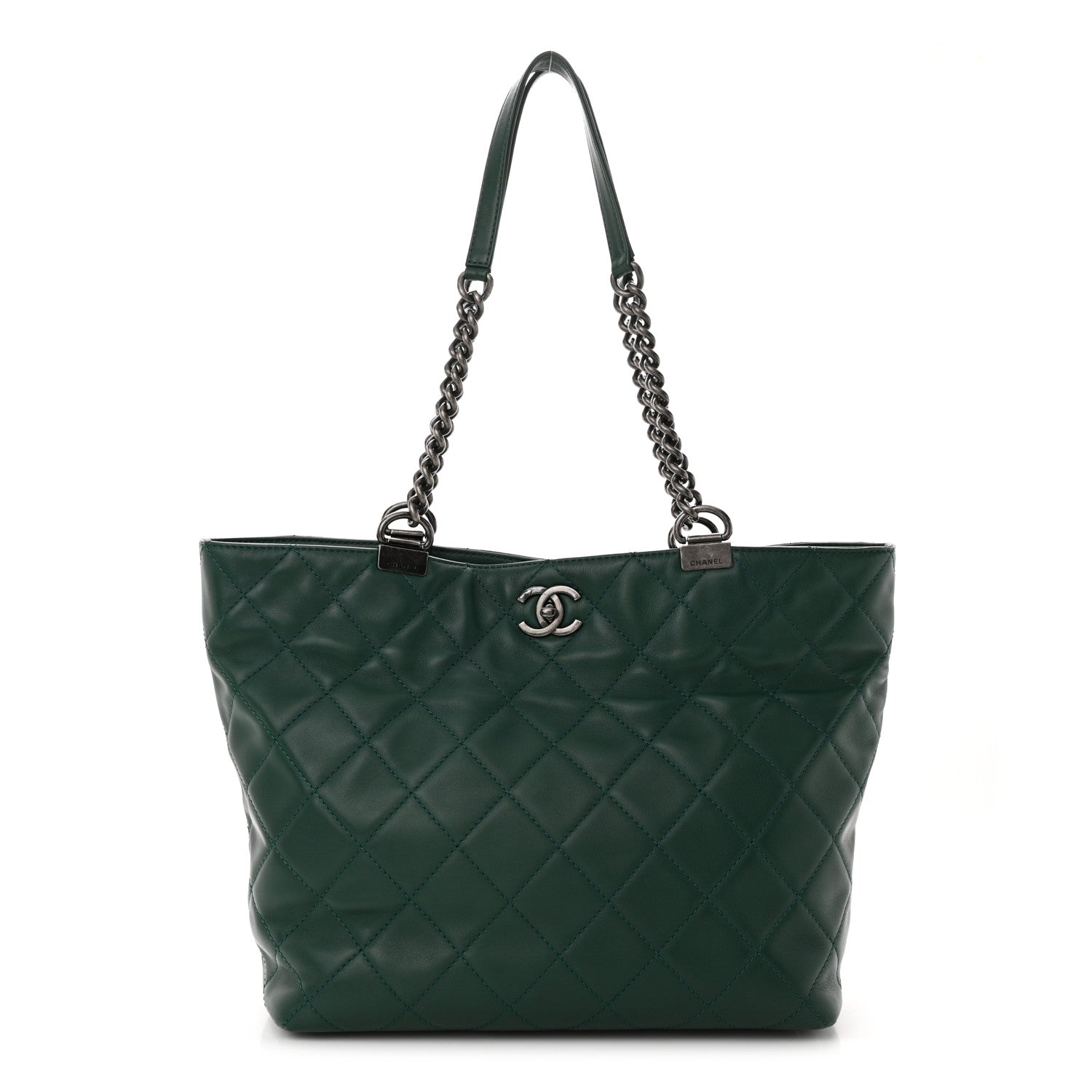 Chanel Calfskin Quilted Large Shopping In Chains Tote Green 1 of 11