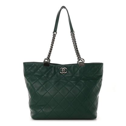 Chanel Calfskin Quilted Large Shopping In Chains Tote Green 1 of 11