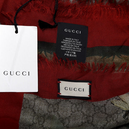 Gucci Modal Silk Monogram Tian Print Shawl Red 2 of 3