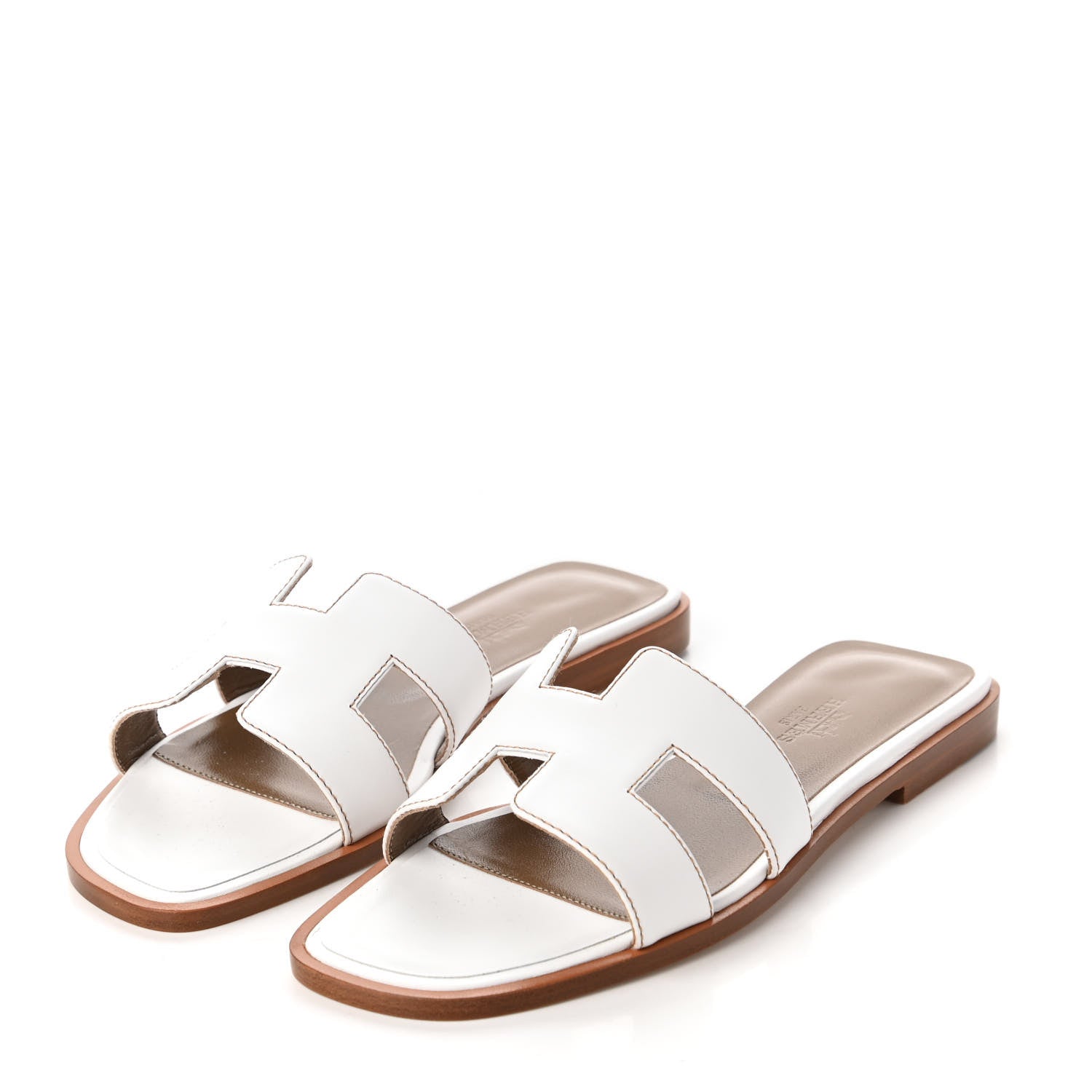 Hermes Box Calfskin Oran Sandals 35 White 3 of 9