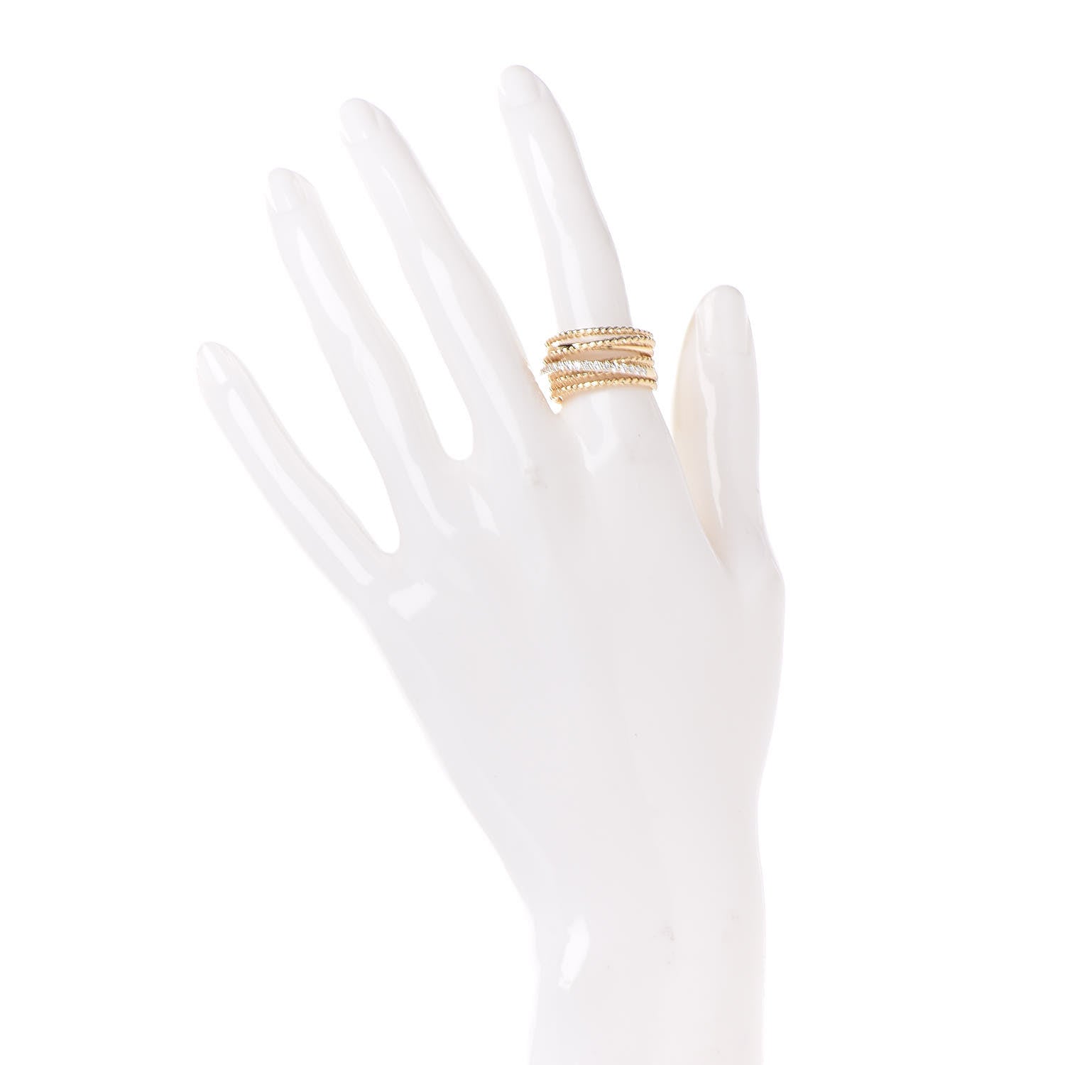 David Yurman 18K Yellow Gold Diamond 11mm Wide Crossover Ring 54 6.75 2 of 5
