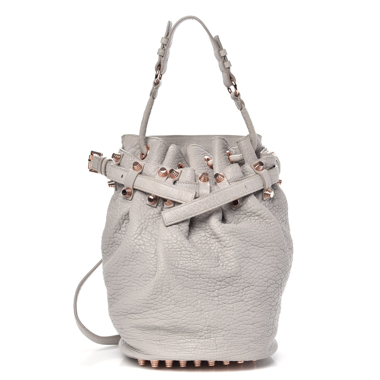 Pebbled Lambskin Diego Bucket Bag Oyster