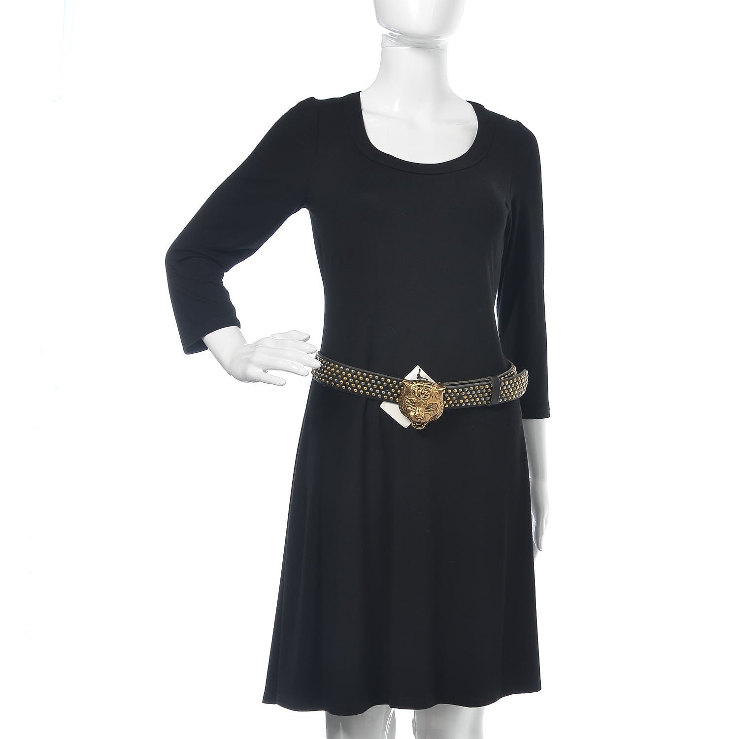 Gucci Calfskin Studded Feline Belt 100 40 Black 2 of 6