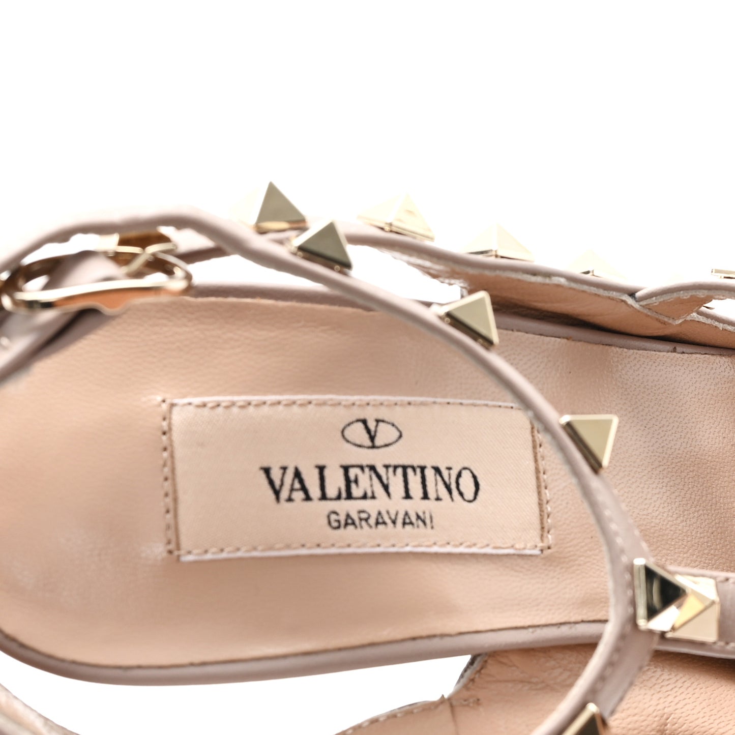 Metallic Pebbled Calfskin Rockstud Ankle Strap 100mm Pumps 37.5 Sasso Poudre