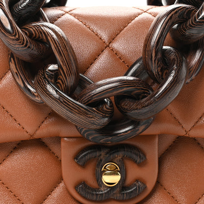 Chanel Lambskin Wenge Quilted Mini Fashion Wood Square Flap Light Brown 8 of 10
