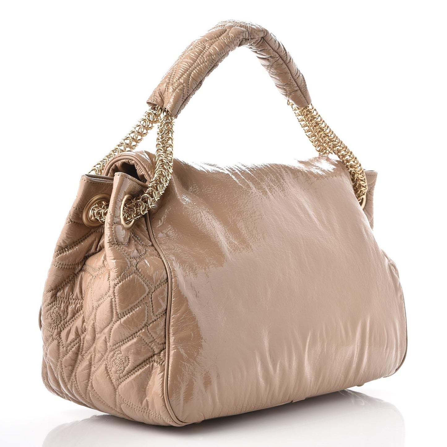 Vinyl Rodeo Accordion Flap Bag Beige