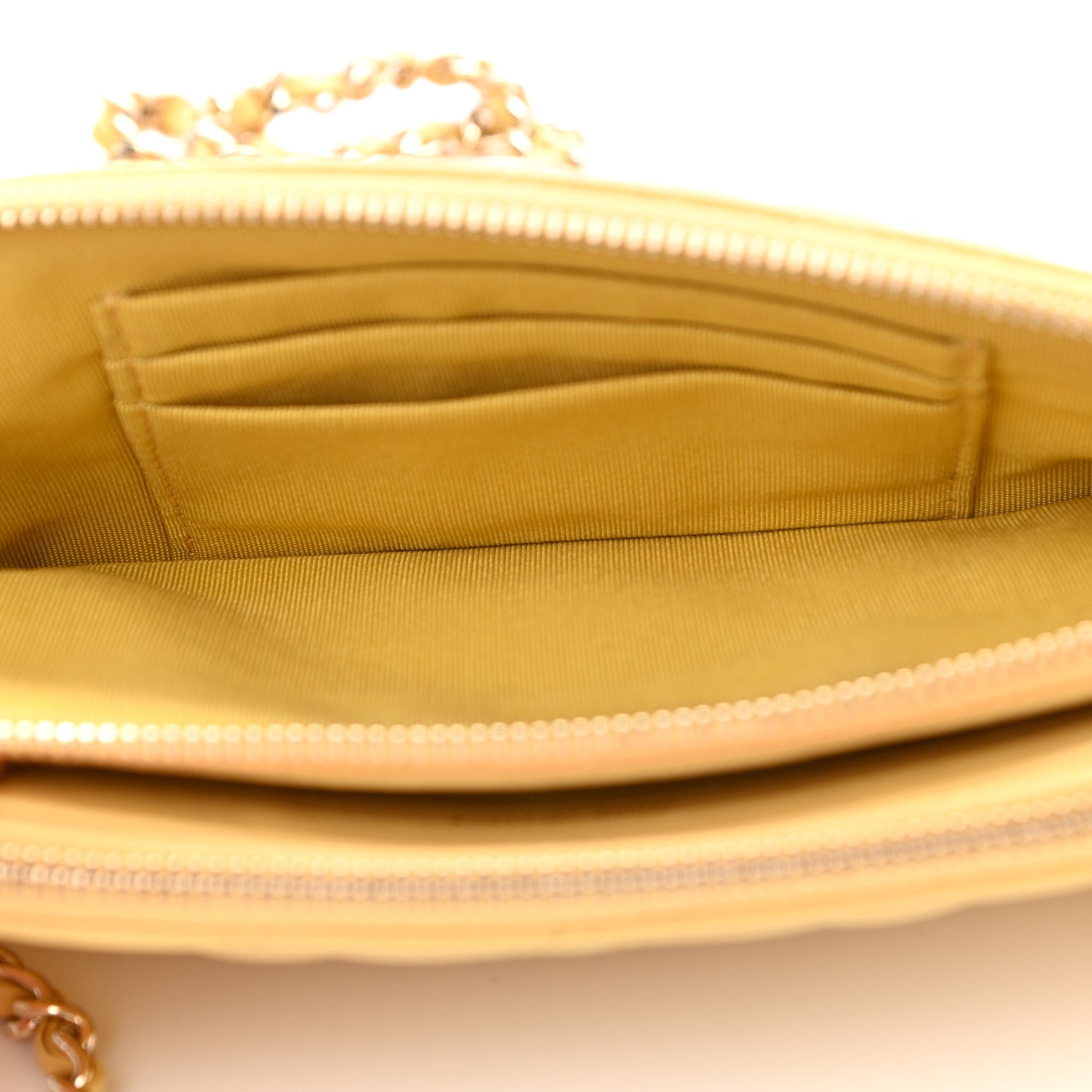 Chanel Lambskin Quilted Small Clutch With Chain Yellow 6 of 12