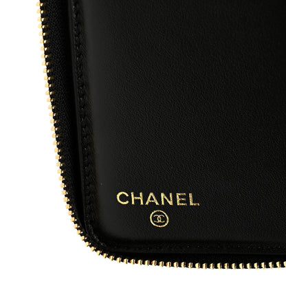 Chanel Lizard Embossed Compact Wallet Black 6 of 8