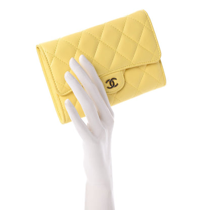 Chanel Lambskin Quilted Small Flap Wallet Yellow 2 of 9