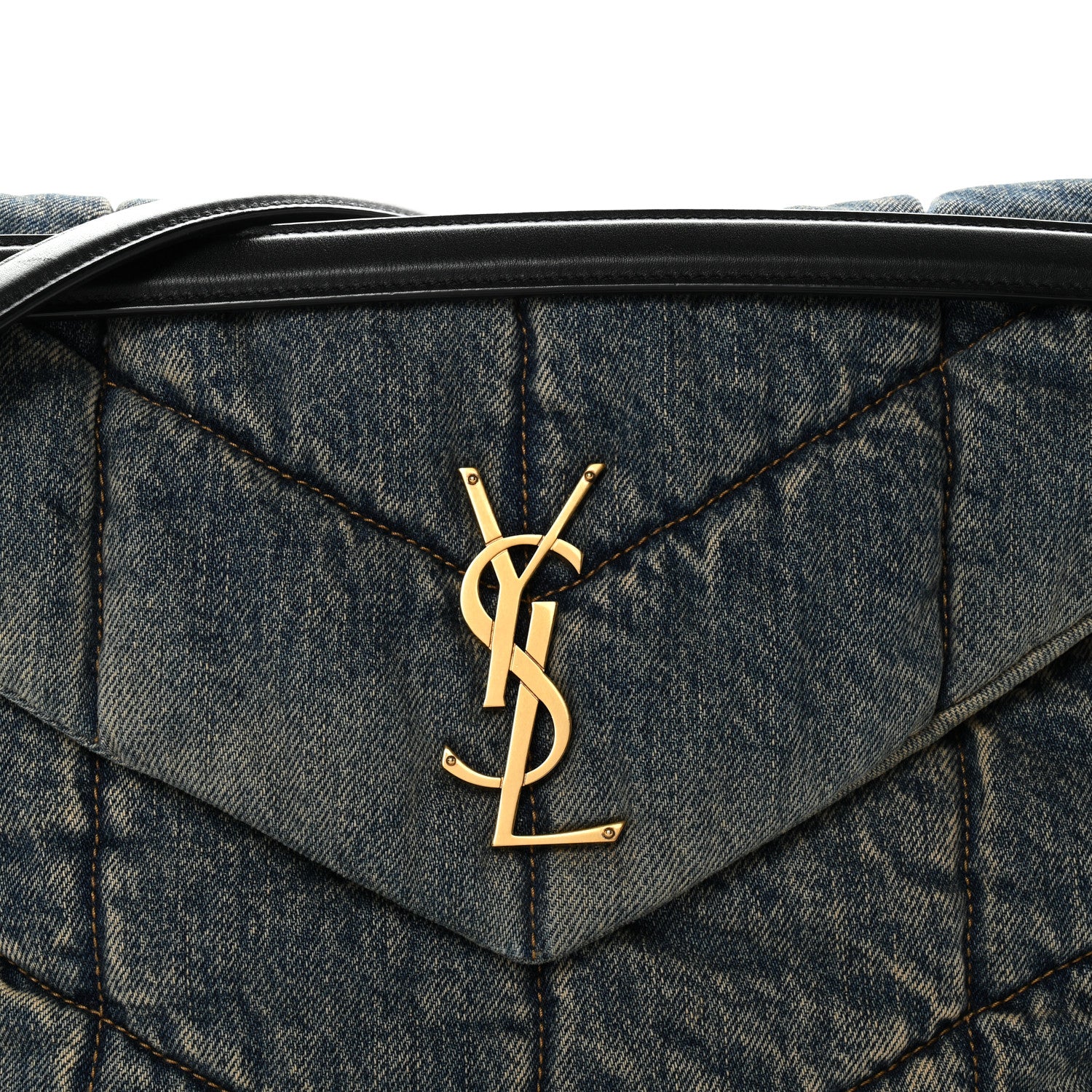 Saint Laurent Denim Quilted Medium Loulou Puffer Monogram Chain Satchel Blue Cinnamon 8 of 10