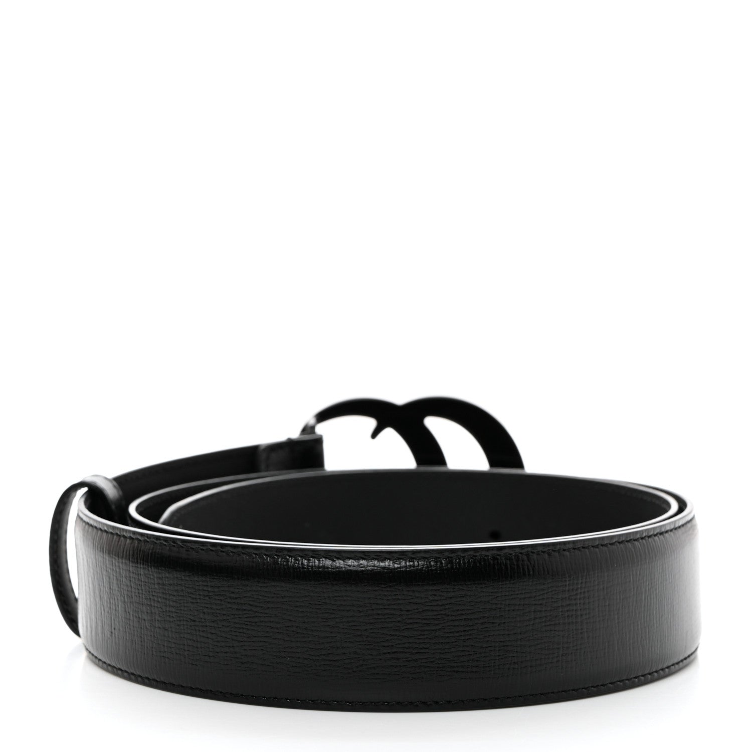 Gucci Azalea Calfskin Enamel Monochrome Double G 40mm Belt 90 36 Black 2 of 7