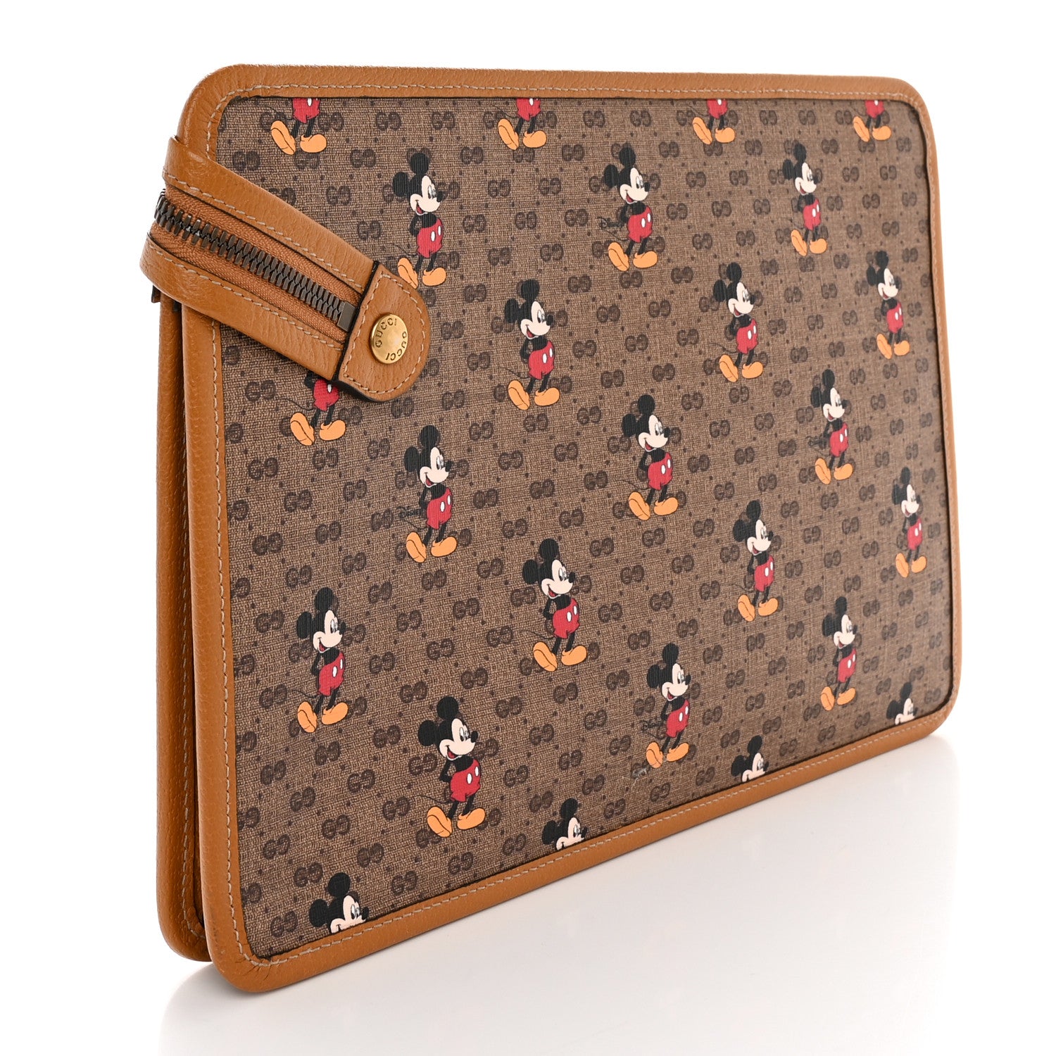 Gucci X DISNEY Mini Vintage GG Supreme Monogram Mickey Mouse Documents Holder Beige Vintage Sun Oil 2 of 10