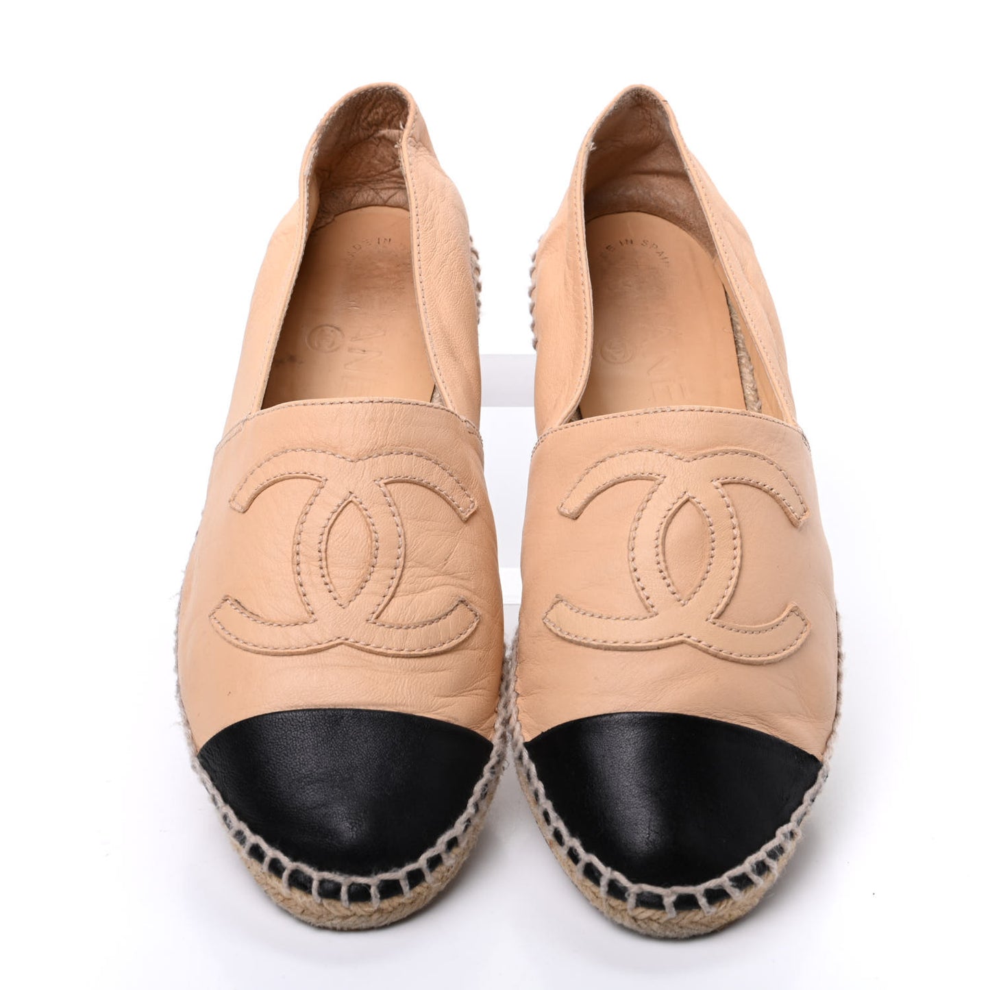 Lambskin CC Espadrilles 38 Beige Black