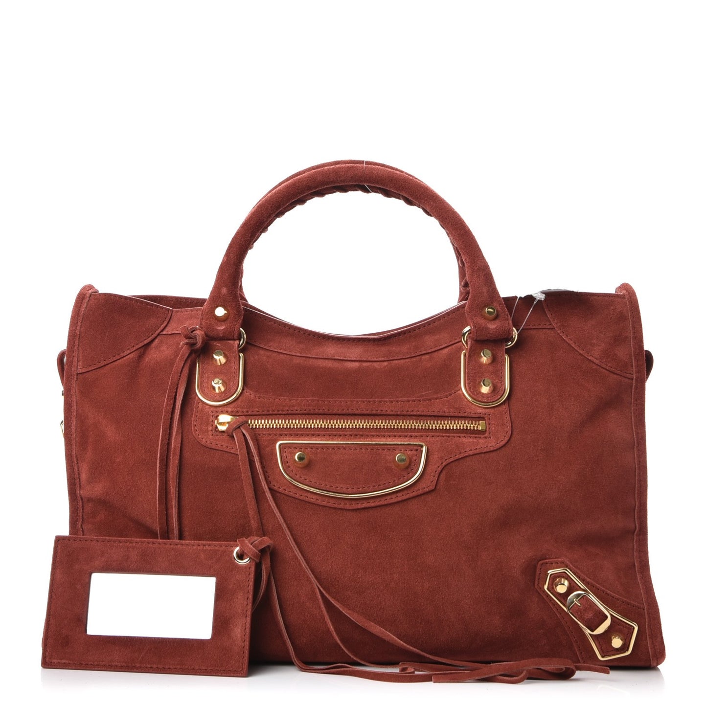 Baby Daim Suede Gold Metallic Edge Hardware City Bois De Rose Fonce