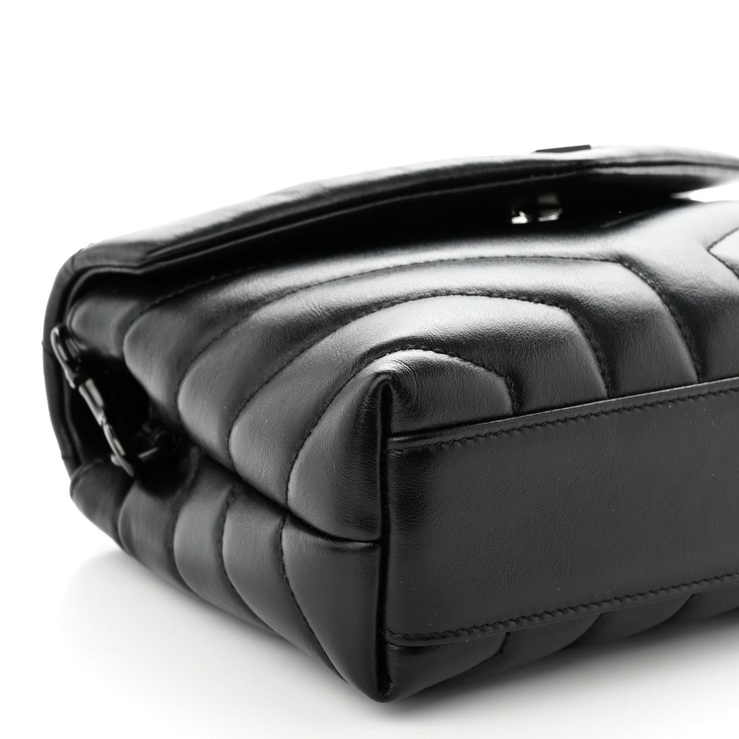 Saint Laurent Calfskin Y Quilted Monogram Monochrome Toy Loulou Crossbody Bag Black 10 of 12