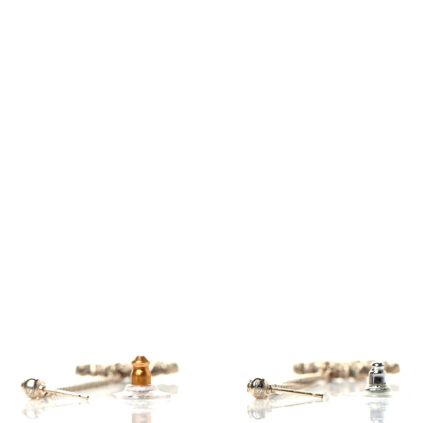 Crystal CC Drop Earrings Gold Blue