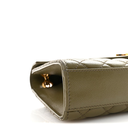 Saint Laurent Grain De Poudre Textured Mixed Matelasse Triquilt Medium Monogram Satchel Light Sage 8 of 9