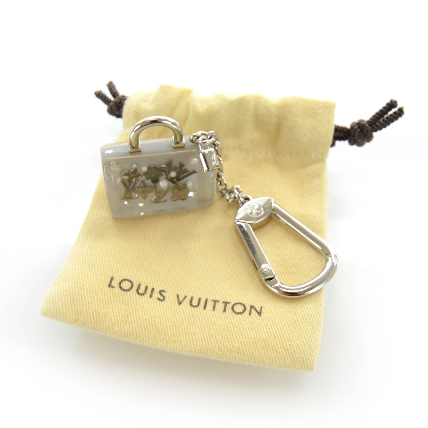 Louis Vuitton Resin Inclusion Speedy Bag Charm Key Chain Beige 5 of 5