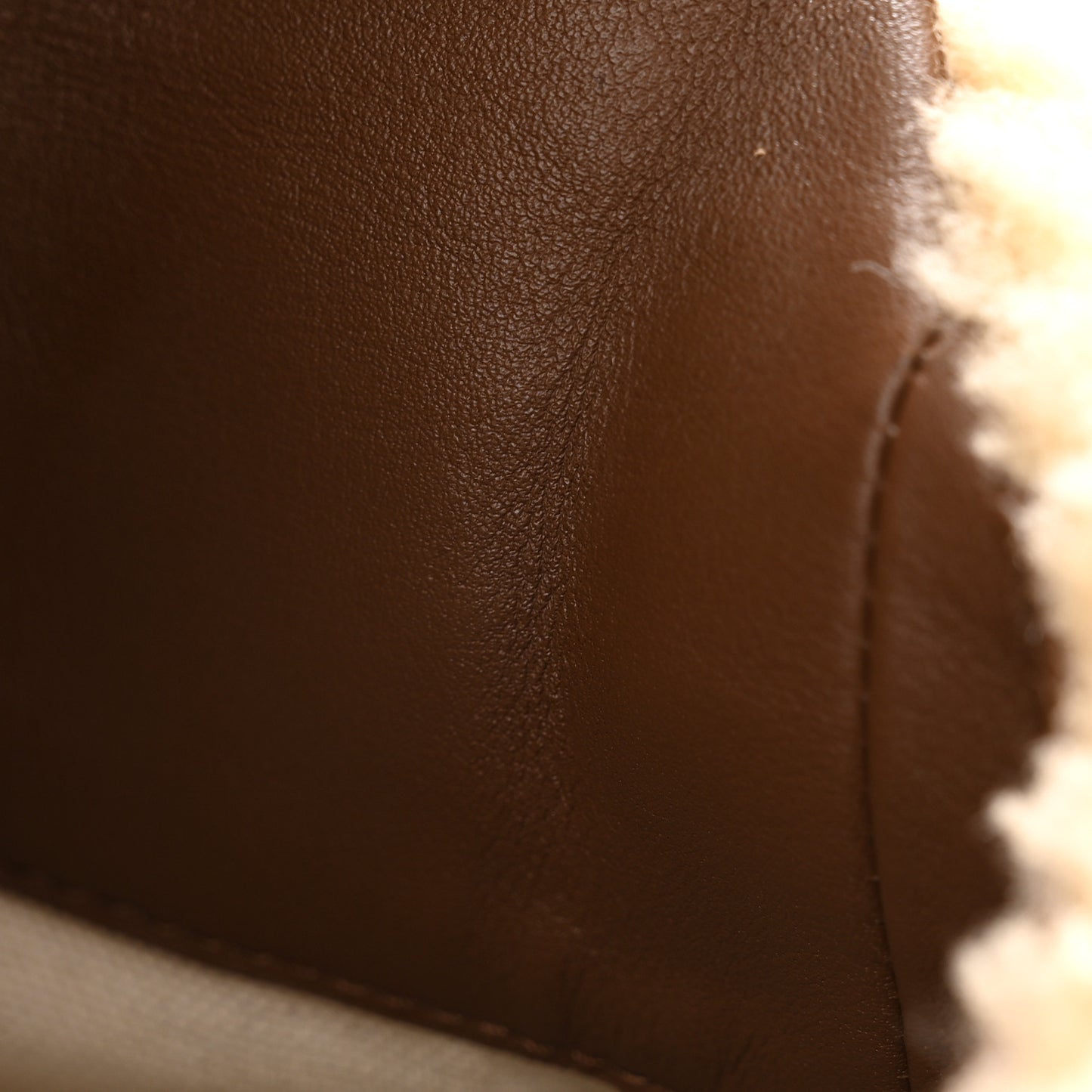 Shearling Quilted Monogram Loulou Puffer Pouch Clutch Natural Beige Brick