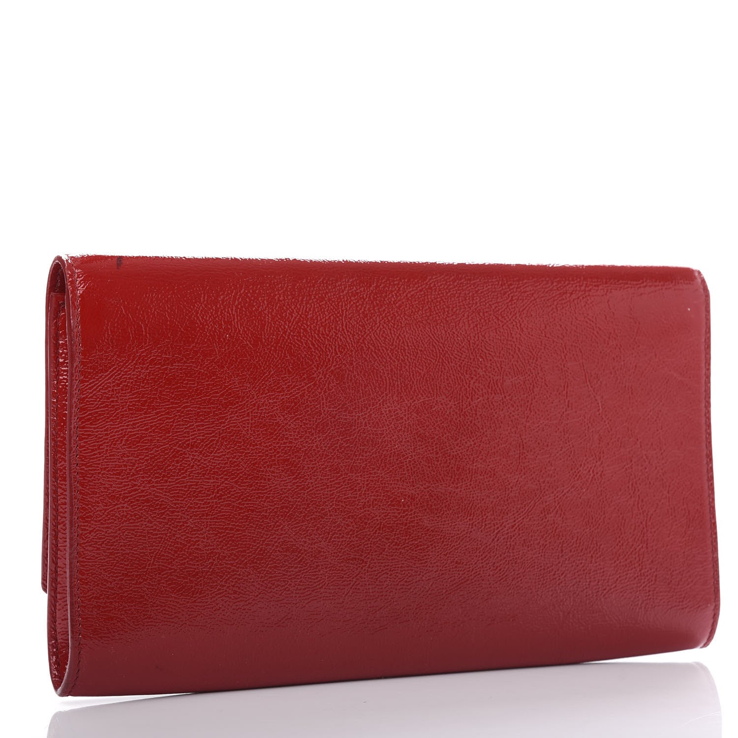 Saint Laurent Textured Patent Monogram Large Belle De Jour Clutch Red 3 of 6