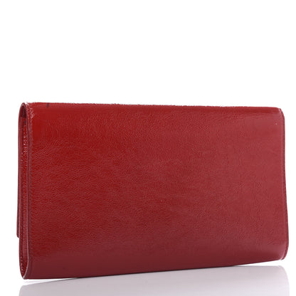 Saint Laurent Textured Patent Monogram Large Belle De Jour Clutch Red 3 of 6