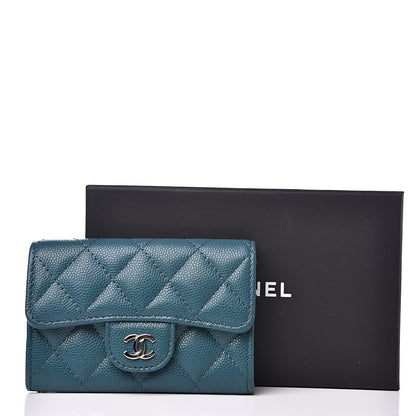 Chanel Caviar Quilted Flap Card Holder Wallet Dark Turquoise 8 of 8
