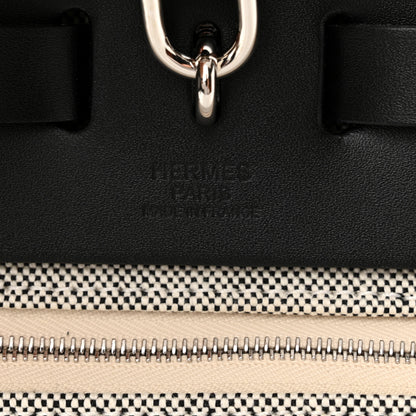 Hermes H Plume Canvas Vache Hunter Circuit Rider Hobnailed Herbag Zip Retourne 31 PM Black Ecru 7 of 12